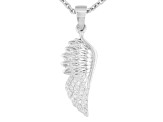 White Zircon Rhodium Over Sterling Silver Angel Wing Pendant with Chain .43ctw