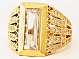 White Topaz And White Zircon 18k Yellow Gold Over Silver Men's Ring 3.72ctw