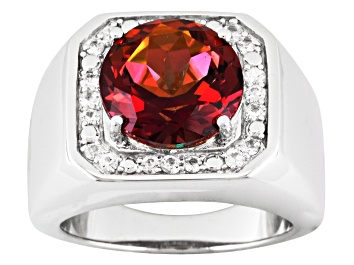 Picture of Peony™ Topaz Rhodium Over Sterling Silver Men's Ring 5.87ctw.