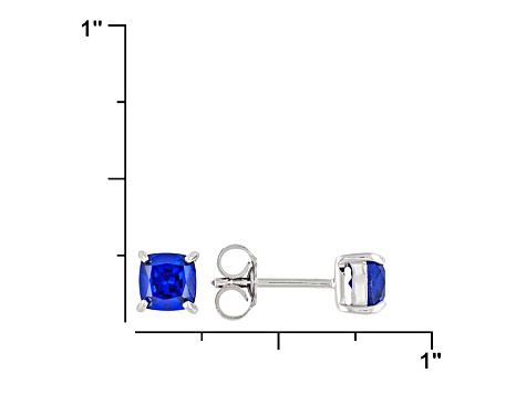 Blue Lab Created Spinel Rhodium Over Sterling Silver Stud Earrings 1.19ctw