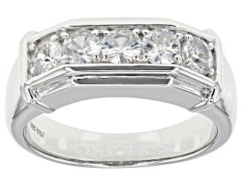Picture of White Zircon Rhodium Over Sterling Silver Mens Ring 1.60ctw.