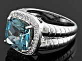 Sky Blue Topaz Rhodium Over Sterling Silver Men's Ring 8.50ctw.