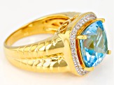 Sky Blue Topaz 18k Yellow Gold Over Sterling Silver Men's Ring 8.50ctw