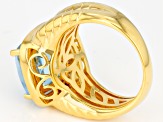 Sky Blue Topaz 18k Yellow Gold Over Sterling Silver Men's Ring 8.50ctw