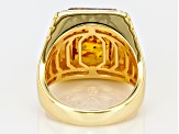 Orange Amber 18k Yellow Gold Over Sterling Silver Men's Ring.