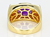 Purple Amethyst 18k Yellow Gold Over Sterling Silver Gent's Ring 3.80ctw