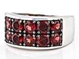 Red Garnet Rhodium Over Sterling Silver Men's Band Ring 3.78ctw