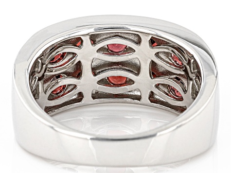 Red Garnet Rhodium Over Sterling Silver Men's Band Ring 3.78ctw