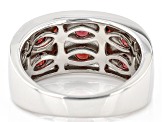 Red Garnet Rhodium Over Sterling Silver Men's Band Ring 3.78ctw