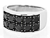 Black Spinel Rhodium Over Sterling Silver Men's Band Ring 4.00ctw