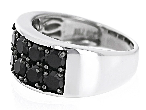 Black Spinel Rhodium Over Sterling Silver Men's Band Ring 4.00ctw