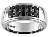 Black Spinel, Black Rhodium Over Sterling Silver Gents Wedding Band Ring 1.05ctw.