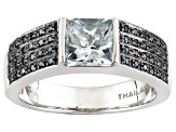 Blue Brazilian Aquamarine Rhodium Over Sterling Silver Men's Ring 1.46ctw