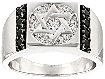 Picture of Black Spinel Rhodium Over Sterling Silver Men's Ring .49ctw.