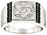 Black Spinel Rhodium Over Sterling Silver Men's Ring .49ctw.