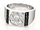 Black Spinel Rhodium Over Sterling Silver Men's Ring .49ctw.