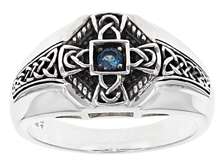 London Blue Topaz Sterling Silver Gents Ring .12ct - MJW358
