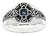London Blue Topaz Sterling Silver Gents Ring .12ct