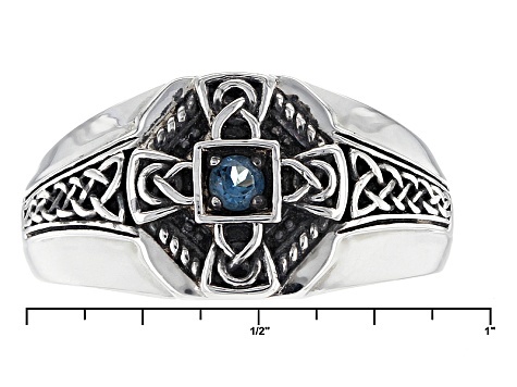 London Blue Topaz Sterling Silver Gents Ring .12ct