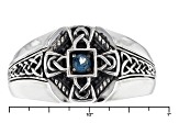 London Blue Topaz Sterling Silver Gents Ring .12ct