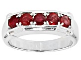 Red Mahaleo® Ruby Rhodium Over Sterling Silver Men's Wedding Band Ring 1.64ctw