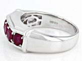 Red Mahaleo® Ruby Rhodium Over Sterling Silver Men's Wedding Band Ring 1.64ctw