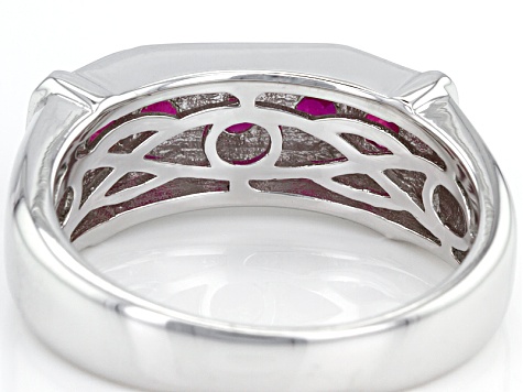 Red Mahaleo® Ruby Rhodium Over Sterling Silver Men's Wedding Band Ring 1.64ctw