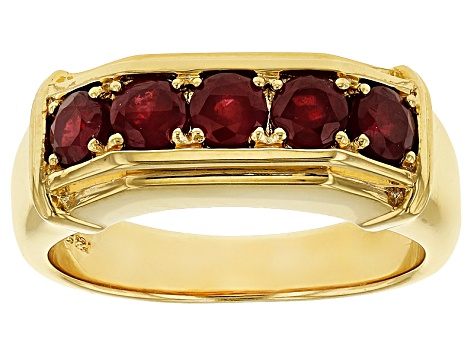 Red Mahaleo(R) Ruby 18k Yellow Gold Over Silver Men's Wedding Band Ring 1.64ctw