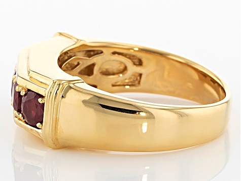 Red Mahaleo(R) Ruby 18k Yellow Gold Over Silver Men's Wedding Band Ring 1.64ctw
