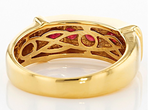 Red Mahaleo(R) Ruby 18k Yellow Gold Over Silver Men's Wedding Band Ring 1.64ctw