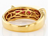 Red Mahaleo(R) Ruby 18k Yellow Gold Over Silver Men's Wedding Band Ring 1.64ctw
