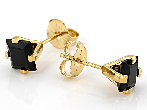 Black Spinel 18k Yellow Gold Over Sterling Silver Stud Earrings 3.74ctw