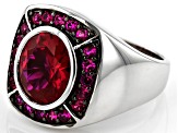Red Lab Created Ruby Rhodium Over Sterling Silver Men's Ring 5.12ctw