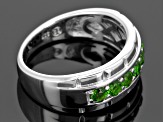 Green Chrome Diopside Rhodium Over Sterling Silver Gents Wedding Band Ring .86ctw