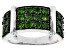 Green chrome diopside rhodium over sterling silver men's band ring 3.03ctw