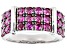 Red Lab Created Ruby Rhodium Over Sterling Silver Men's Band Ring 3.13ctw