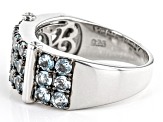 Sky Blue Topaz Rhodium Over Sterling Silver Men's Band Ring 3.13ctw