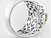 Green Prasiolite Rhodium Over Sterling Silver Men's Ring 3.99ctw