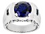 Blue Lab Created Spinel with Blue Diamond Accent Rhodium Over Silver Men's Ring 4.61ctw