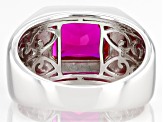 Red Lab Created Ruby Rhodium Over Sterling Silver Men's Ring 4.36ctw