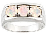 Ethiopian Opal Rhodium Over Sterling Silver Mens Ring. 1.02ctw