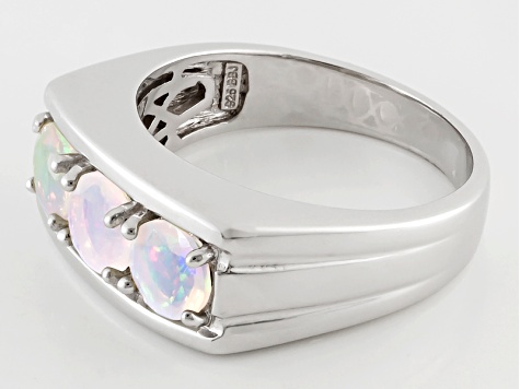 Ethiopian Opal Rhodium Over Sterling Silver Mens Ring. 1.02ctw