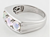 Ethiopian Opal Rhodium Over Sterling Silver Mens Ring. 1.02ctw