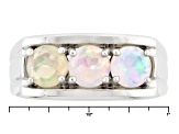 Ethiopian Opal Rhodium Over Sterling Silver Mens Ring. 1.02ctw