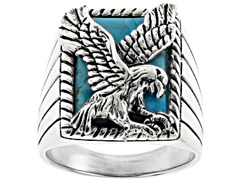 Picture of Blue Turquoise Sterling Silver Mens Eagle Ring