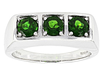 Picture of Green Chrome Diopside Rhodium Over Sterling Silver Mens Ring 1.44ctw
