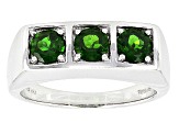 Green Chrome Diopside Rhodium Over Sterling Silver Mens Ring 1.44ctw