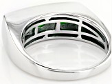 Green Chrome Diopside Rhodium Over Sterling Silver Mens Ring 1.44ctw