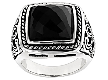 Picture of Black Onyx Sterling Silver Mens Ring.
