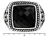 Black Onyx Sterling Silver Mens Ring.